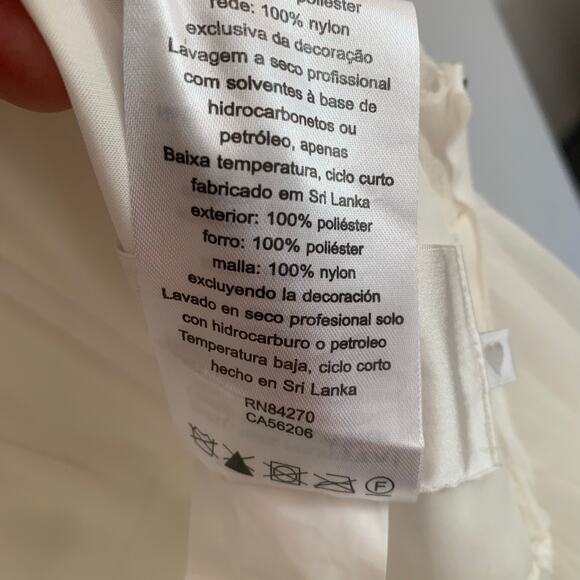 David’s Bridal Ivory Tulle Wedding Dress Lace Illusion Cap Sleeves WG3741 Sz 10 - Picture 13 of 15